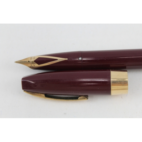 497 - Vintage Sheaffer PFM Pen For Men Burgundy Fountain Pen w/ 14ct Gold Nib WRITING