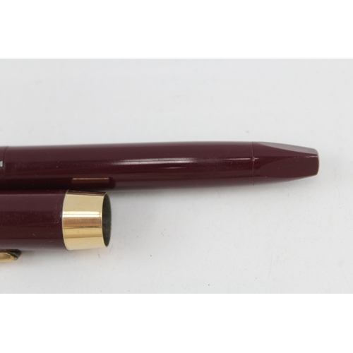 497 - Vintage Sheaffer PFM Pen For Men Burgundy Fountain Pen w/ 14ct Gold Nib WRITING