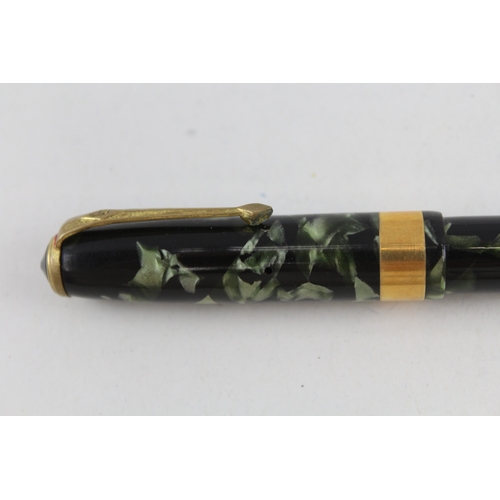 498 - Vintage Conway Stewart No.27 Green FOUNTAIN PEN w/ 14ct Gold Nib WRITING