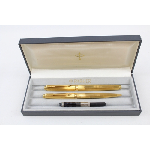 500 - Vintage Parker 75 Gold Plated Fountain Pen w/ 14ct Gold Nib, Ballpoint, Box Etc