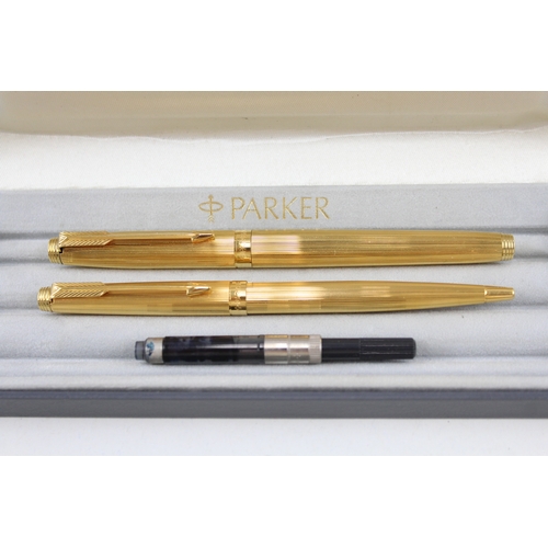 500 - Vintage Parker 75 Gold Plated Fountain Pen w/ 14ct Gold Nib, Ballpoint, Box Etc