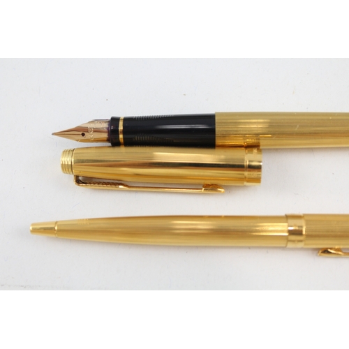 500 - Vintage Parker 75 Gold Plated Fountain Pen w/ 14ct Gold Nib, Ballpoint, Box Etc