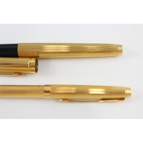 500 - Vintage Parker 75 Gold Plated Fountain Pen w/ 14ct Gold Nib, Ballpoint, Box Etc