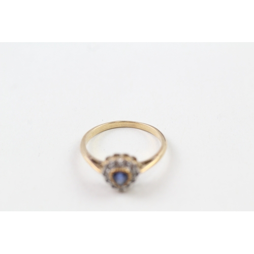 60 - 9ct gold sapphire & cubic zirconia heart ring (2g) Size  N 1/2