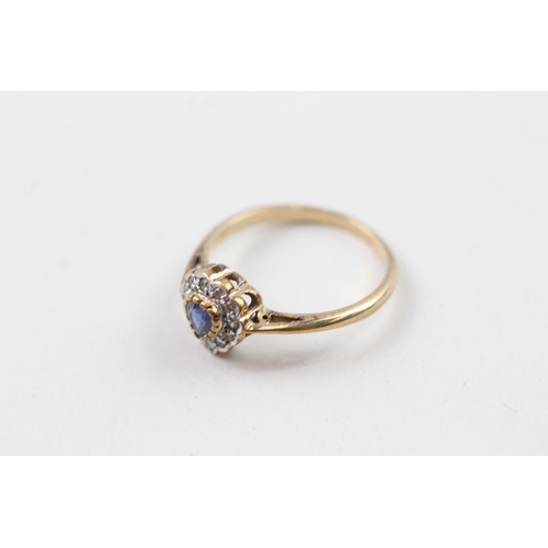 60 - 9ct gold sapphire & cubic zirconia heart ring (2g) Size  N 1/2