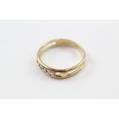 76 - 9ct gold diamond 'Love' band ring (2.3g) Size  Q