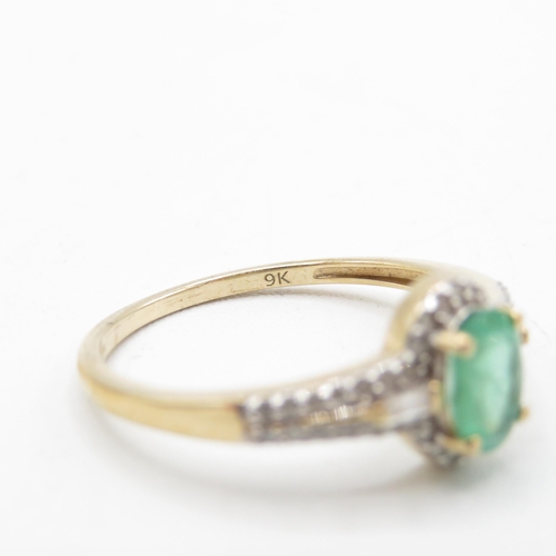 2 - 9ct Gold Diamond and Emerald Ring (2.2g) Size T