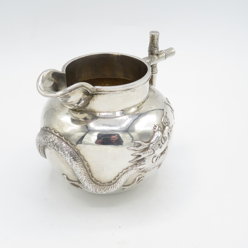 353 - CS Chinese Silver Tea Pot, Cream Jug and Sugar Bowl (850g)