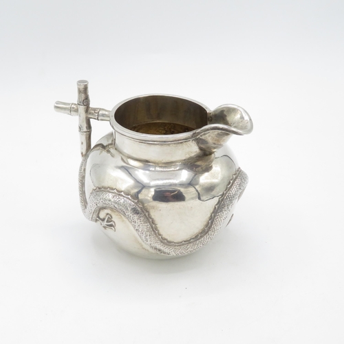 353 - CS Chinese Silver Tea Pot, Cream Jug and Sugar Bowl (850g)