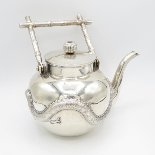 353 - CS Chinese Silver Tea Pot, Cream Jug and Sugar Bowl (850g)