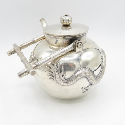 353 - CS Chinese Silver Tea Pot, Cream Jug and Sugar Bowl (850g)