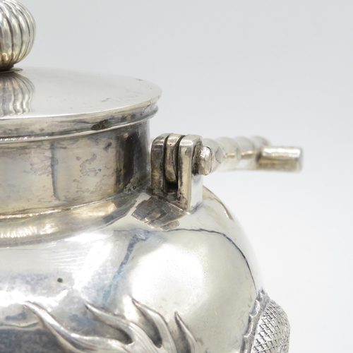 353 - CS Chinese Silver Tea Pot, Cream Jug and Sugar Bowl (850g)