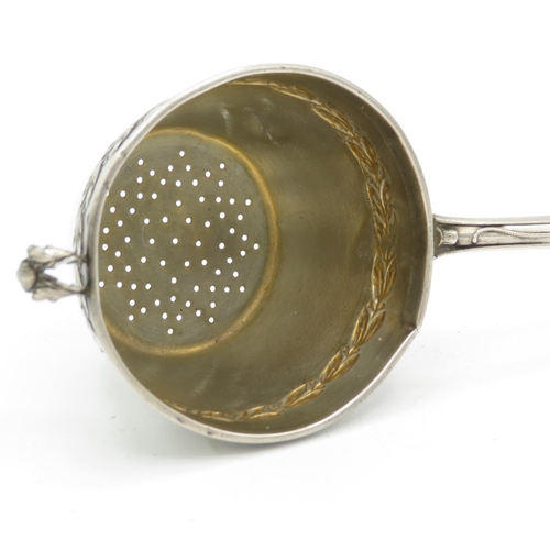 354 - Silver Continental Tea Strainer Boxed