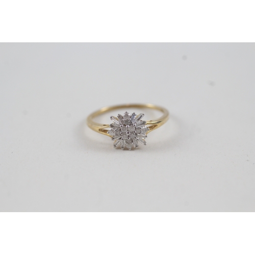 115 - 10ct gold diamond multi cut cluster dress ring (1.6g) Size  O