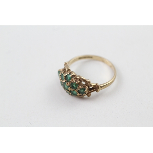 16 - 9ct gold vintage emerald cluster dress ring (2.9g) Size  P