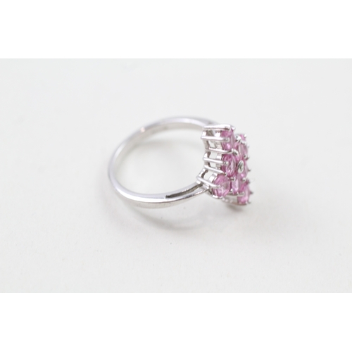 28 - 9ct gold pink sapphire & diamond ring (3.5g) Size  N