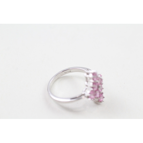 28 - 9ct gold pink sapphire & diamond ring (3.5g) Size  N