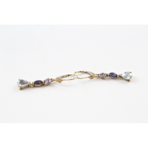 29 - 9ct gold blue gemstone earrings (2.2g)