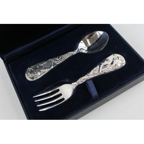 342 - TIFFANY & CO. Stamped .925 Sterling Silver Baby Feeding Spoon & Fork Boxed 94g