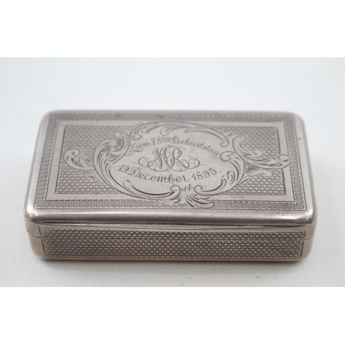 355 - Antique Stamped .800 Continental Silver Rectangular Snuff / Tobacco Box (67g)