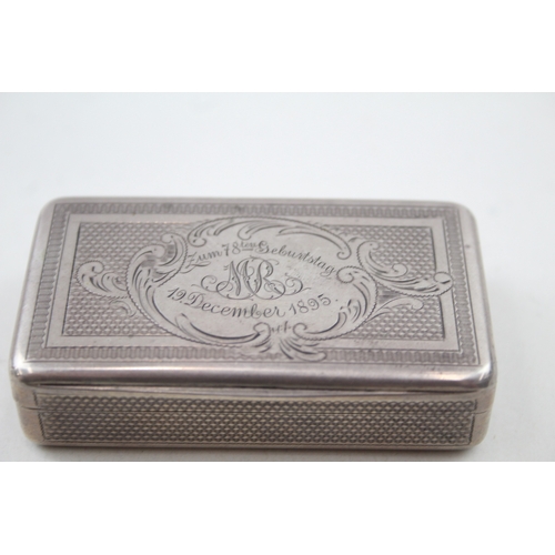 355 - Antique Stamped .800 Continental Silver Rectangular Snuff / Tobacco Box (67g)