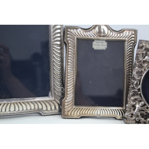 363 - 3 x Antique / Vintage Hallmarked .925 Sterling Silver Photograph Frames 1163g