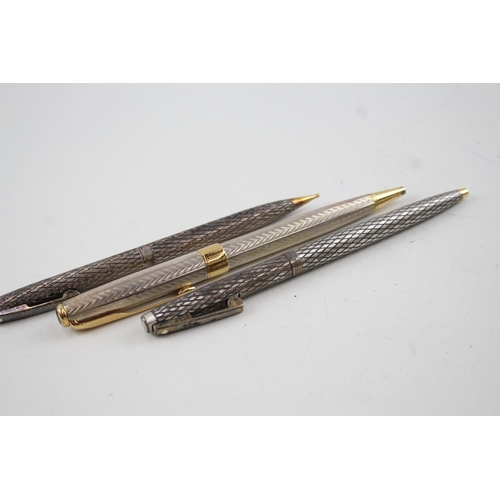 369 - 3 x Stamped .925 Sterling Silver Sheaffer & Parker Ballpoints & Pencil (71g)