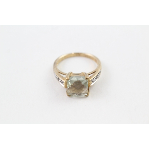 37 - 9ct gold blue gemstone & diamond ring (3.8g) Size  N