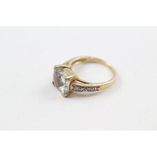 37 - 9ct gold blue gemstone & diamond ring (3.8g) Size  N