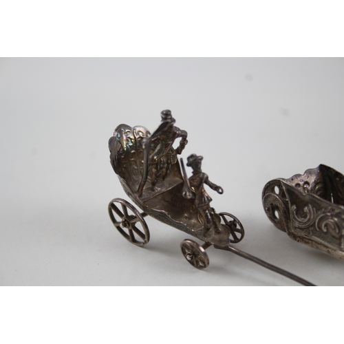 373 - 3 x Antique / Vintage .925 & .950 Silver Novelty Carriages / Ornaments (72g)