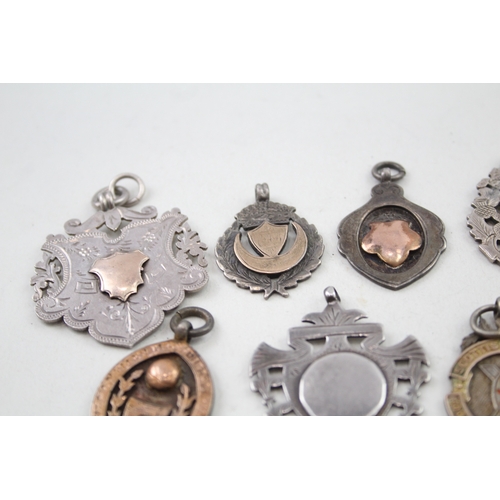 374 - 8 x Antique / Vintage Hallmarked .925 Sterling Silver Fobs / Medallions (79g)