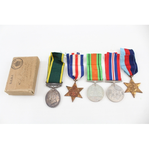 389 - Boxed WW2 Territorial Medal Group Inc Territorial 874022 Gnr J. O'Brien RA x 5