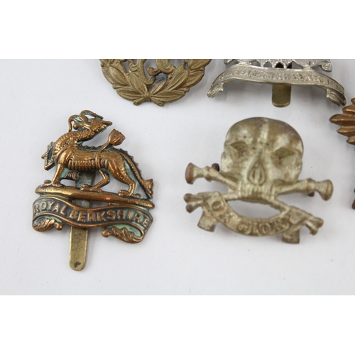 396 - Military Cap Badges Inc Royal Marines, ASC, Fusiliers, Etc x 10