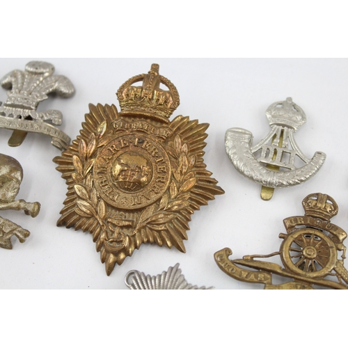 396 - Military Cap Badges Inc Royal Marines, ASC, Fusiliers, Etc x 10