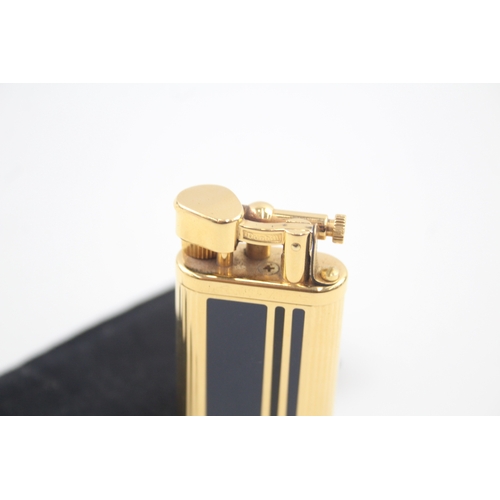 399 - A Dunhill 'UNIQUE' Gold Plated Lift Arm Pocket Lighter w/ Art Deco Enamel Finish