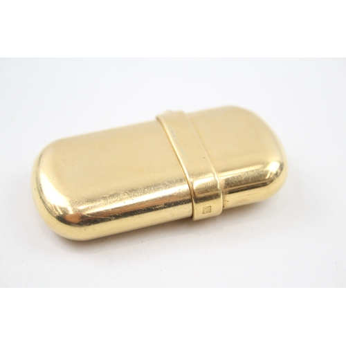 404 - Yves Saint Laurent Gold Plated Pocket Lighter w/ Blue Cabochon Stone Vintage