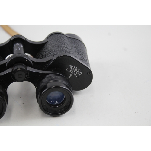 442 - Carl Zeiss Jena Deltrintem 8x30 Q1 Binoculars Working w/ Original Case