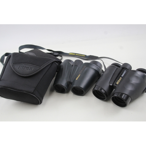 447 - Nikon Travelite EX & Nikon Travelite V Compact Binoculars Working w/ Cases x 2