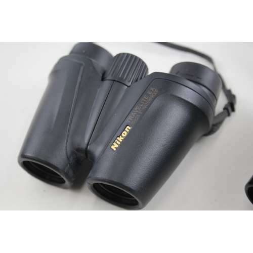 447 - Nikon Travelite EX & Nikon Travelite V Compact Binoculars Working w/ Cases x 2