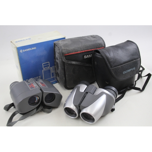 448 - Samsung B-725II & Olympus PC I Compact Binoculars Working w/ Original Cases x 2