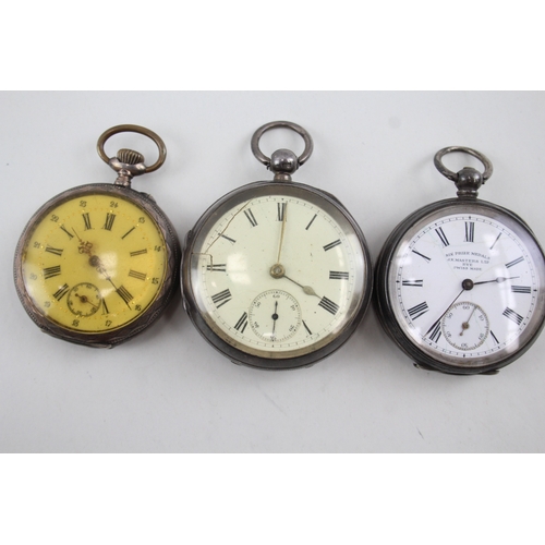 451 - Job Lot Vintage Mixed Purity Silver Pocket Watches Hand/Key-Wind UNTESTED x 3