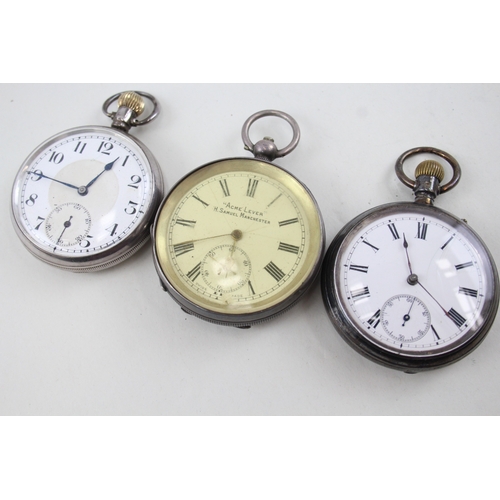 455 - Job Lot Vintage Sterling Silver Pocket Watches Hand/Key-Wind UNTESTED x 3