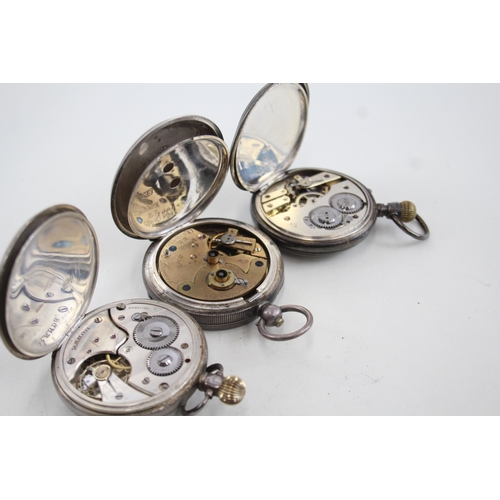 455 - Job Lot Vintage Sterling Silver Pocket Watches Hand/Key-Wind UNTESTED x 3