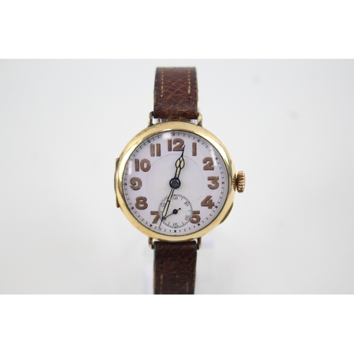 458 - Men's Vintage Rolled Gold Trench Watch Hand-Wind WATCH RUNS