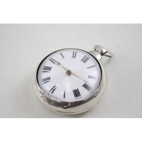 459 - Vintage 925 Silver Laurence Louth with Pair Case Pocket Watch Key-Wind WATCH RUNS