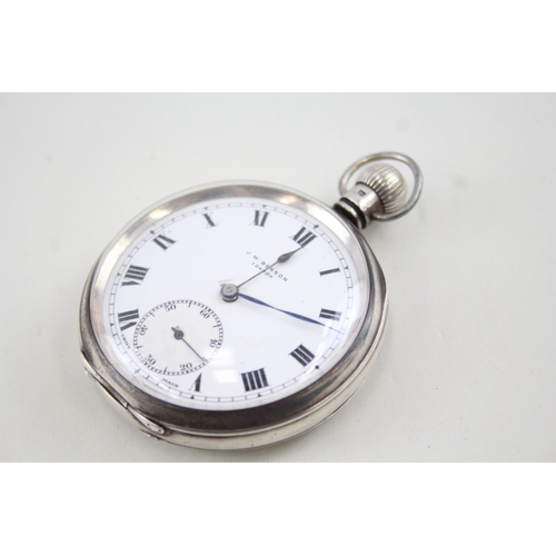 462 - Vintage Sterling Silver JW Benson Pocket Watch Hand-Wind WATCH RUNS