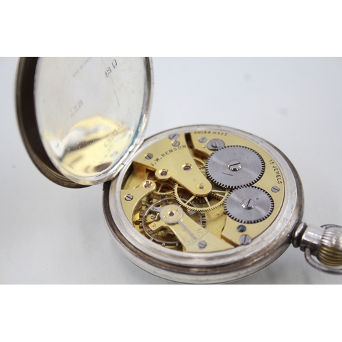 462 - Vintage Sterling Silver JW Benson Pocket Watch Hand-Wind WATCH RUNS