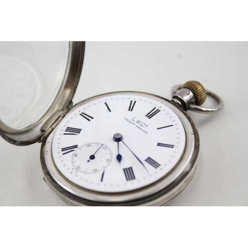 464 - Vintage Sterling Silver L.W.Co Prescot Pocket Watch Hand-Wind WATCH RUNS