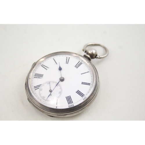 466 - Vintage 999 Silver JW Benson Open Face Pocket Watch Hand-Wind WATCH RUNS