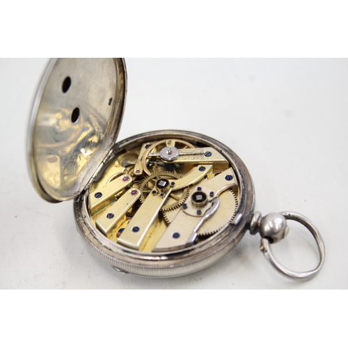 466 - Vintage 999 Silver JW Benson Open Face Pocket Watch Hand-Wind WATCH RUNS